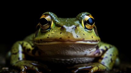 Wall Mural - frog on black background