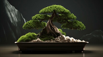 Canvas Print - bonsai tree on a table