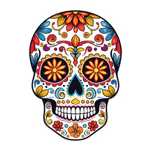 Mexican Skull Colors Ornament Dia De Muertos Illustration