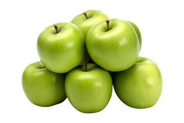 Wall Mural - A group of piled green apples isolated on transparent background
