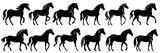 Fototapeta Konie - Horse silhouettes set, large pack of vector silhouette design, isolated white background
