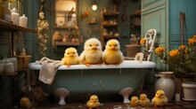 Bathroom With Chickens Generative AI