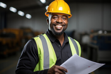 Wall Mural - african engineer at industrial site