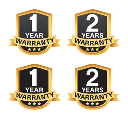 1 year, 3 years warranty seal stamp, vector illustration label