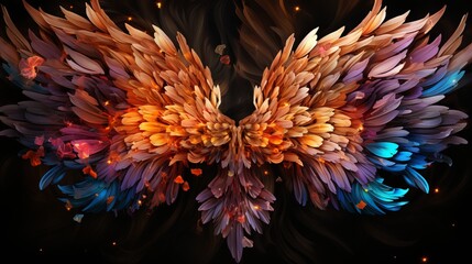 Wall Mural - Drawing Angel Wings Shine Multicolored Color Generative AI