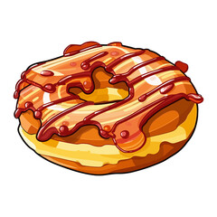maple bacon donut clip art illustration. transparent background. generative ai