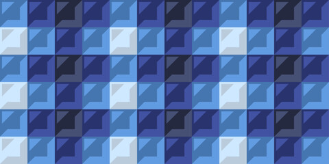 Leinwandbilder - Blue mosaic tiles. Vector seamless mosaic tile pattern with simple squares. For print, packaging, wallpapers, covers, backgrounds, pillows.