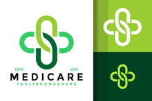 Letter S Medical Health Care Logo Design Vector Symbol Icon Illustration