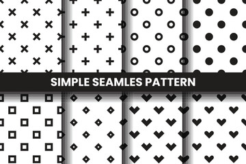 Wall Mural - Simple vector pattern collection, Minimalist vector geometric seamless pattern set. Simple abstract texture