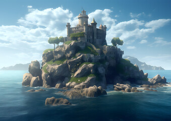 Wall Mural - castle on a island