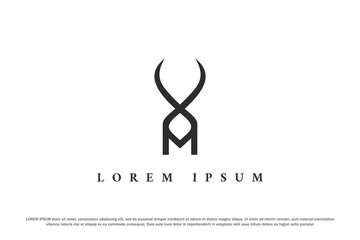 Poster - logo letter m antler deer stag animal wildlife elegant monogram minimal