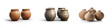 © sizsus - collection Set of retro vantage old clay jar vase style or classic interior plants pots furniture cutouts isolated on transparent background - Generative AI