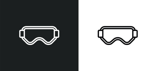 Poster - goggles outline icon in white and black colors. goggles flat vector icon from winter collection for 