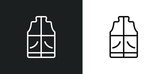 Wall Mural - anorak vest outline icon in white and black colors. anorak vest flat vector icon from winter collection for web, mobile apps and ui.