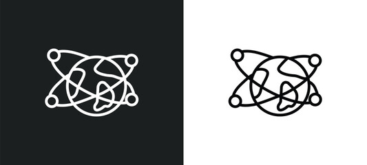 Poster - globe network outline icon in white and black colors. globe network flat vector icon from web hostin