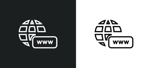 Poster - world web outline icon in white and black colors. world web flat vector icon from web collection for