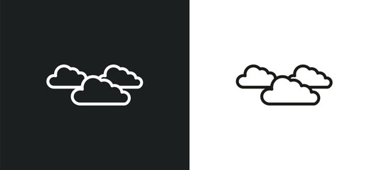 Poster - clouds outline icon in white and black colors. clouds flat vector icon from weather collection for web, mobile apps and ui.