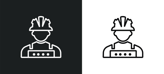 Poster - worker profile outline icon in white and black colors. worker profile flat vector icon from user collection for web, mobile apps and ui.