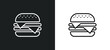 burger outline icon in white and black colors. burger flat vector icon from united states collection for web, mobile apps and ui.