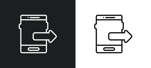 Poster - phone with right arrow outline icon in white and black colors. phone with right arrow flat vector icon from ultimate glyphicons collection for web, mobile apps and ui.