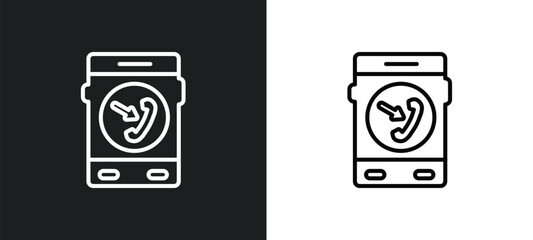 Poster - incoming phone outline icon in white and black colors. incoming phone flat vector icon from ultimate glyphicons collection for web, mobile apps and ui.