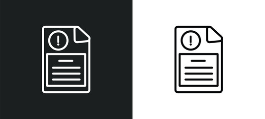 Poster - exclamation file outline icon in white and black colors. exclamation file flat vector icon from ultimate glyphicons collection for web, mobile apps and ui.
