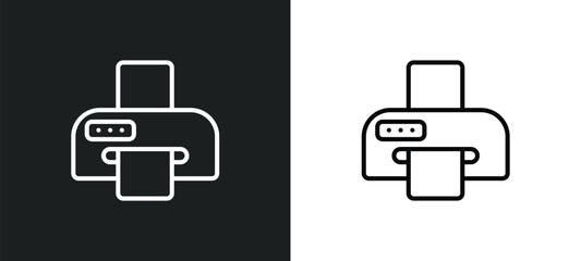Poster - printer with paper outline icon in white and black colors. printer with paper flat vector icon from ultimate glyphicons collection for web, mobile apps and ui.