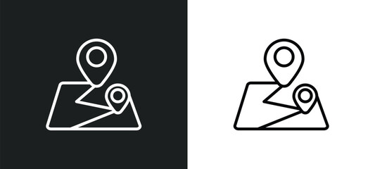 Poster - map locator outline icon in white and black colors. map locator flat vector icon from ultimate glyph