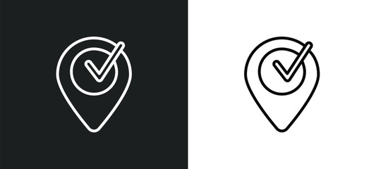 Poster - checked pin outline icon in white and black colors. checked pin flat vector icon from ultimate glyph