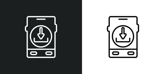 Fototapete - smartphone and download arrow outline icon in white and black colors. smartphone and download arrow 