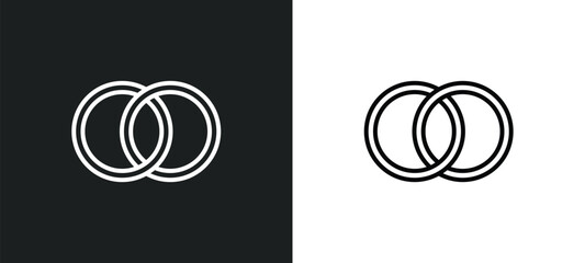 Poster - two circles outline icon in white and black colors. two circles flat vector icon from ultimate glyphicons collection for web, mobile apps and ui.
