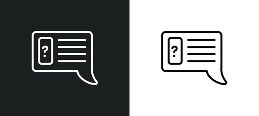 Poster - question message outline icon in white and black colors. question message flat vector icon from ultimate glyphicons collection for web, mobile apps and ui.