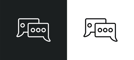 Poster - message bubble outline icon in white and black colors. message bubble flat vector icon from ultimate glyphicons collection for web, mobile apps and ui.