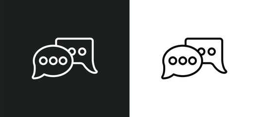 Poster - message ballon outline icon in white and black colors. message ballon flat vector icon from ultimate glyphicons collection for web, mobile apps and ui.