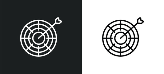Poster - target with circle outline icon in white and black colors. target with circle flat vector icon from ultimate glyphicons collection for web, mobile apps and ui.