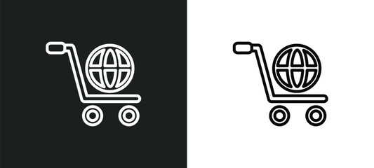 Poster - cart interface outline icon in white and black colors. cart interface flat vector icon from user interface collection for web, mobile apps and ui.