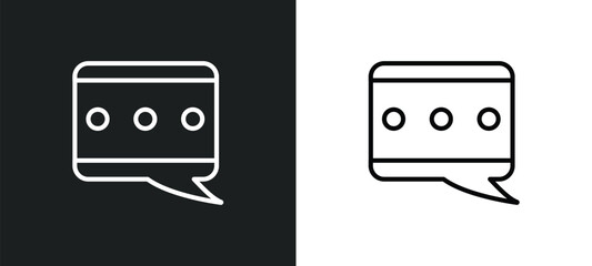 Poster - speech bubble with three dots inside outline icon in white and black colors. speech bubble with three dots inside flat vector icon from user interface collection for web, mobile apps and ui.