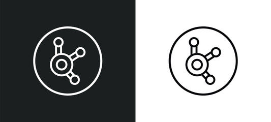 Poster - data connected circular interface outline icon in white and black colors. data connected circular interface flat vector icon from user interface collection for web, mobile apps and ui.