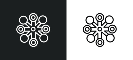 Poster - data analytics circular outline icon in white and black colors. data analytics circular flat vector icon from user interface collection for web, mobile apps and ui.