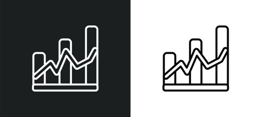 Poster - bars and line ascending of data analytics outline icon in white and black colors. bars and line ascending of data analytics flat vector icon from user interface collection for web, mobile apps ui.