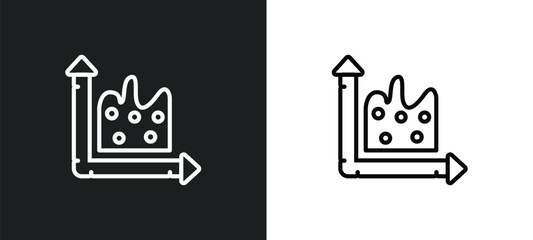 Poster - multiple variable continuous chart outline icon in white and black colors. multiple variable continuous chart flat vector icon from user interface collection for web, mobile apps and ui.