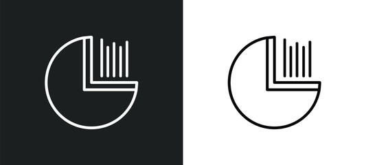 Poster - pie chart analysis interface outline icon in white and black colors. pie chart analysis interface flat vector icon from user interface collection for web, mobile apps and ui.