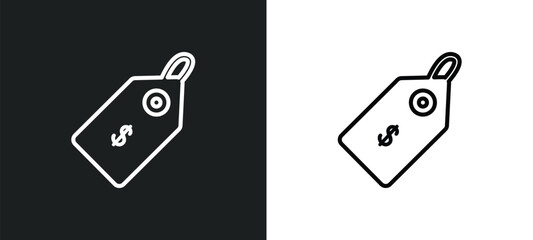 Poster - shopping label outline icon in white and black colors. shopping label flat vector icon from user interface collection for web, mobile apps and ui.