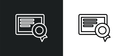 Poster - digital certificate outline icon in white and black colors. digital certificate flat vector icon from user interface collection for web, mobile apps and ui.