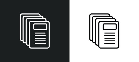 Wall Mural - written paper outline icon in white and black colors. written paper flat vector icon from user interface collection for web, mobile apps and ui.