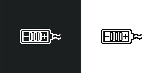 Poster - battery medium charge outline icon in white and black colors. battery medium charge flat vector icon from user interface collection for web, mobile apps and ui.