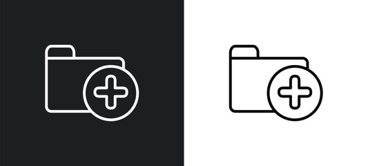 Poster - add folder button outline icon in white and black colors. add folder button flat vector icon from user interface collection for web, mobile apps and ui.