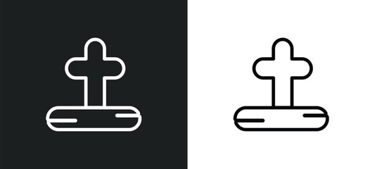 Poster - cross outline icon in white and black colors. cross flat vector icon from user interface collection for web, mobile apps and ui.