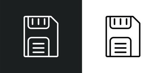 Poster - floppy disk save button outline icon in white and black colors. floppy disk save button flat vector icon from user interface collection for web, mobile apps and ui.