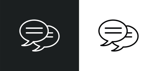 Poster - two chat bubbles outline icon in white and black colors. two chat bubbles flat vector icon from user interface collection for web, mobile apps and ui.